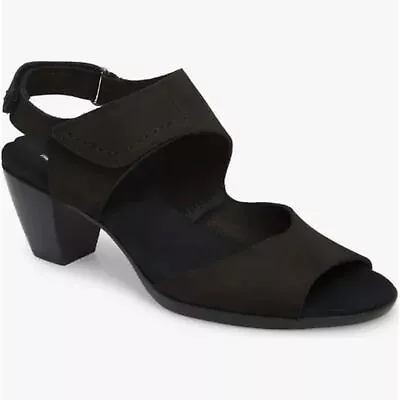 MUNRO Fabiana Sandal Nubuck Hook & Loop Adjustable Strap In Black $190 Size 8.5 • $39.95