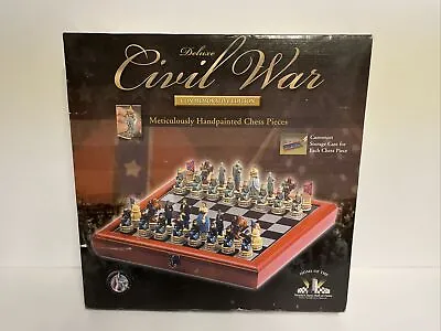 Excalibur Civil War DELUXE CHESS SET Hand Painted Pieces Case Board Rare In Box! • $499.95