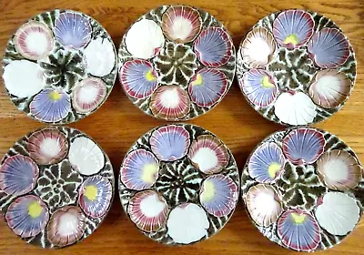 6 Wedgwood Antique Majolica Ice Cream / Oyster Plates - Argenta Ocean Shell Patt • $975
