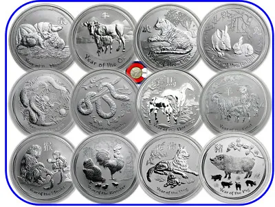 2008-2019 Australia 2 Oz Lunar Silver Coins Complete Set 12 In Case Mouse-Pig • $1795