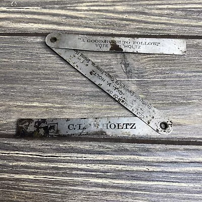 Vintage Advertisement CL Holtz Foldable Silver Metal Ruler   • $17.99