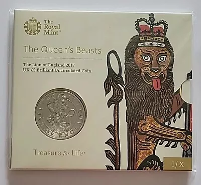 2017 Queen's Beasts Lion Of England Brilliant Uncirculated Five Pounds £5 Coin • £24.99