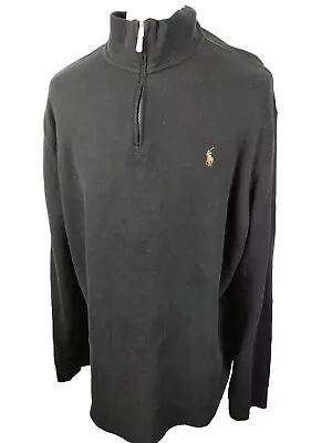 Polo Ralph Lauren Zip Sweatshirt Jumper Top Estate Rib Black XL 52 Chest • £29.95