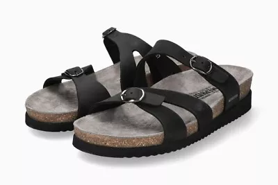 Mephisto Women's Hannel Slide Leather Sandals Black Sandalbuck Size 37 EU/ 7 US • $119.95
