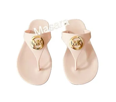 Women MK Michael Kors Lillie Jelly Thong Flat Slide Sandals PVC Soft Pink • $55.99