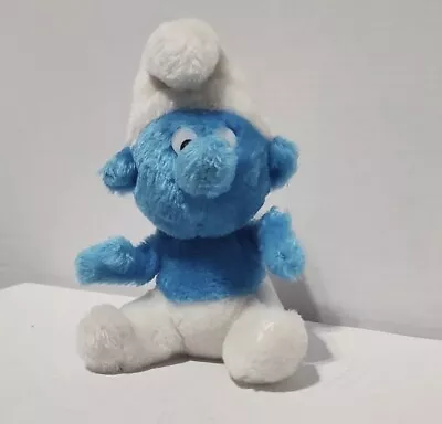 Vintage 1979 Plush SMURF Stuffed Animal Blue Toy Doll Peyo Wallace Berrie Co 7” • $12