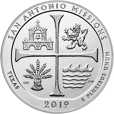 2019 5 Oz America The Beautiful San Antonio Missions Silver Coin .999 W/ Capsule • $185.95