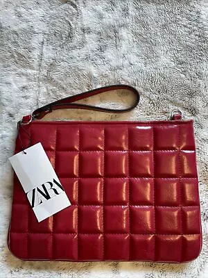 $25 • Buy ZARA Red Enveloppe Large Clutch NEW