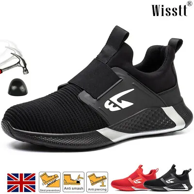£25.99 • Buy Women's Knit Black Safety Shoes Steel Toe Cap Trainers Work Boots Cushion Ladies