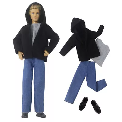 1/6 Boy Doll Clothes For Ken Doll Outfits Black Coat Hoodie Shirt Trousers Pants • £7.99