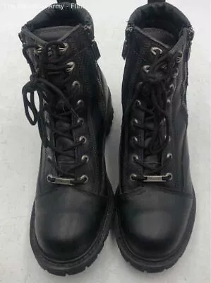 Milwaukee Mens Black Leather Lace Up Side Zipper Ankle Biker Boots Size 12D • $9.99