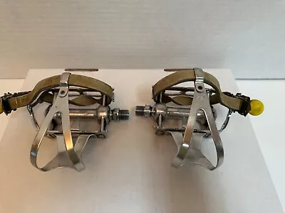 Vintage Campagnolo Record Pedals Toe Clips & Straps • $85.99
