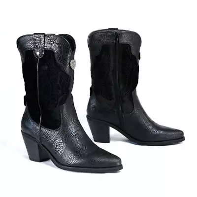 Milwaukee Performance Ladies Western Pull Up Boot W/ Black Snake Print **MBL9441 • $64.99