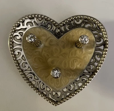 $15 • Buy Brighton Lacie Daisy Heart Enamel Ring Holder Swarovski Crystal RETIRED