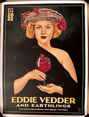 Eddie Vedder Earthlings Poster Paso Robles California Pittides 2022 Pearl Jam • $119.66