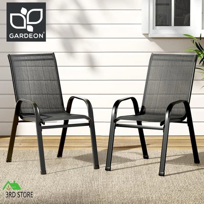 $57.60 • Buy Gardeon 2X Outdoor Stackable Chairs Lounge Chair Bistro Set Patio Furniture