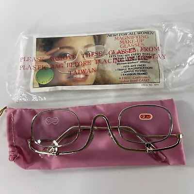 Vintage MAGNIFYING MAKE-UP GLASSES Flip Eyeglasses NOS Rare +2.5 Reading New • $11.99