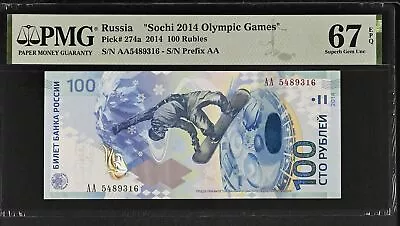 Russia 100 Rubles 2014 Comm. P 274 A AA Sochi Superb Gem UNC PMG 67 EPQ • $29.99