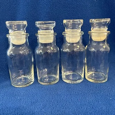 4 Vintage Apothecary Spice Jars Bottles Herbs Glass Stoppers 4  • $12.99