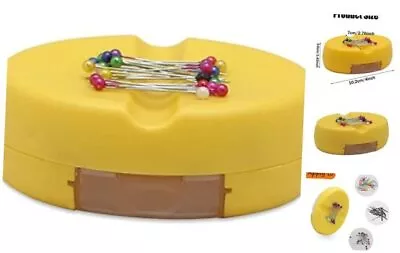 Magnetic Sewing Pincushion With 15 Plastic Head Pins Magnetic Pins Yellow • $17.38