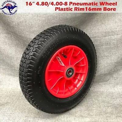 16  4.80/4.00-8 16mm Bore Wheelbarrow Trolley Tyre Wheel Wheels Pneumatic Tyres • $25.99