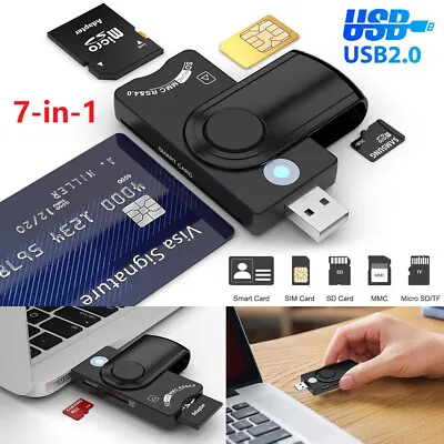 7-in-1 USB Smart Card Reader Micro SD TF SIM Memory Adapter For Laptop Computer • $14.96