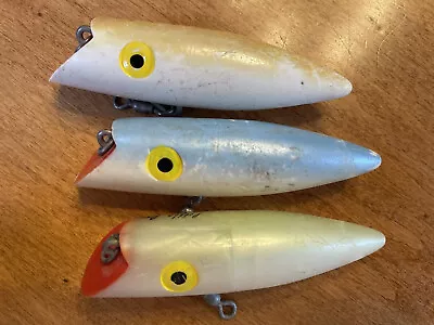 (3) USED Gold Star Silver Horde Little Joe 4 Inch Salmon Trolling Plugs Vintage • $30.49