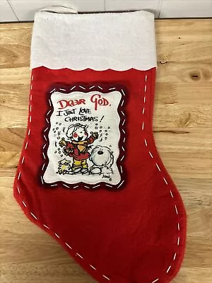 Vintage Christmas Stocking Dear God I Just Love Christmas! 17.5” • $12.95