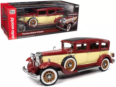 1/18 AutoWorld 1931 Peerless Master 8 Sedan Diecast Model Car Maroon Cream AW304 • $86.95