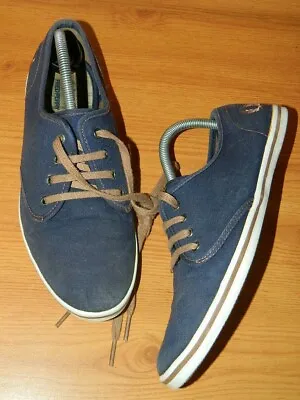 Fred Perry Navy Brown Fabric Lace Up Casual Shoes Uk 6 Eur 39 • £8