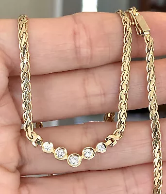 $3595 Appraisal 14K Yellow Gold Bezel Diamond 18  Necklace Chain Pristine 12.8g • $879