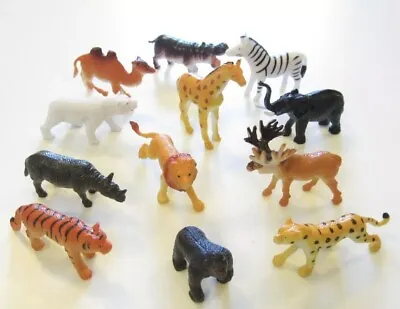 $6.99 • Buy 12 New Zoo Animals 2.5” Toy Playset Wild Jungle Gorilla Zebra Tiger Lion Safari