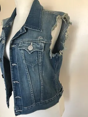 True Religion Shelby Denim Frayed Vest - Euc! - Size Xs • $24.99