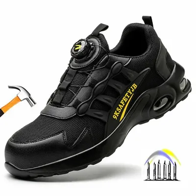 Rotated Button Air Cushion Lightweight  Anti Slip Steel Toe Work Shoes/boots • $67