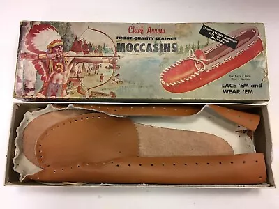 New In Box Vintage 1958 Chief Arrow Leather Kids Moccasins Kit Size 10-11  • $69.99