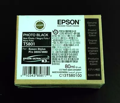 07-2023 Opened Bag Never Used Genuine Epson Pro 3800 3880 Photo Black T5801 Ink • $58.89