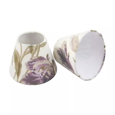 Candle Lampshades Handmade In UK - Laura Ashley Gosford Floral Linen Plum • £20.49