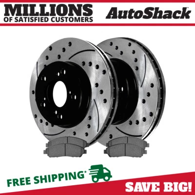 $81.08 • Buy Front Drilled Slotted Brake Rotors Black & Pads For Honda Pilot Acura MDX ZDX V6