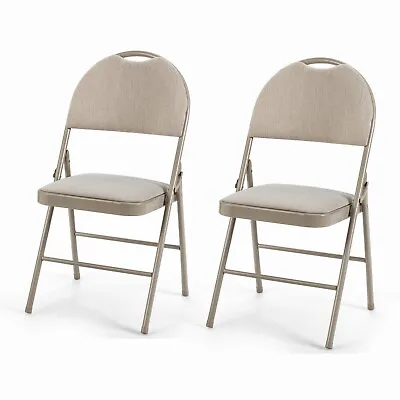 Set Of 2 Folding Fabric Chair Padded Kitchen Dining Seat Portable Guest Chair • £49.95