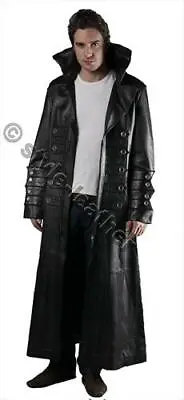 Mens Pure LAMBS LEATHER Goth Steampunk Gothic Van Helsing Matrix Trench Coat  • $213.01
