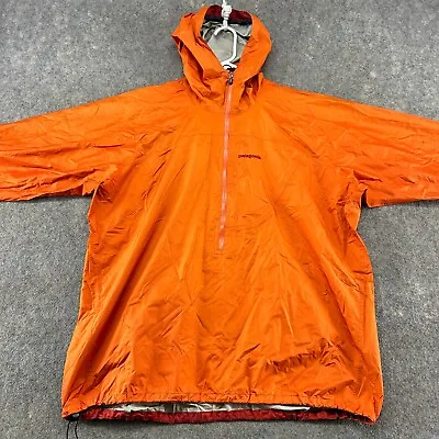 Patagonia Jacket Mens XL Orange Rain Coat Pullover Hooded Logo Torrentshell H2NO • $44.95