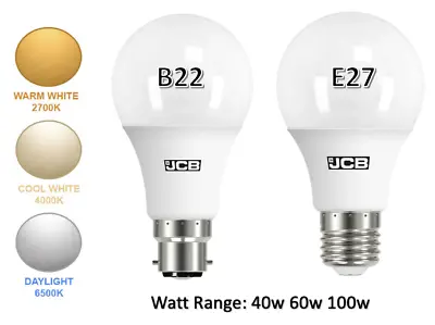 £6.99 • Buy JCB GLS B22 E27 Light Bulbs Daylight 40w 60w 100w LED Globe Bayonet Screw