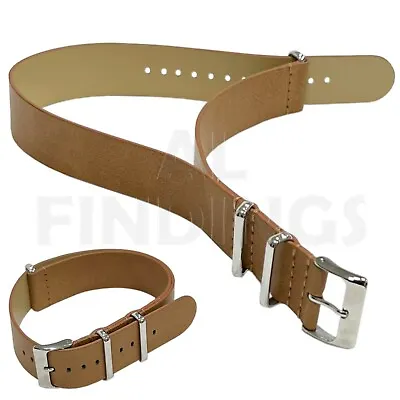 Military Watch Strap Band Genuine Leather MoD SS. Buckle 18 20 22 MM • £8.99