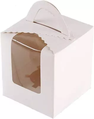 50 Pcs Single White Cupcakes Containers Gift Boxes With Window Inserts Handle • $24.89