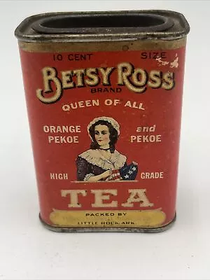 Betsy Ross Queen Of All Tea Tin Vintage 1930s Orange Pekoe Little Rock Ark Empty • $21