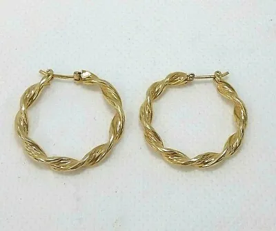 Genuine 9ct Yellow Gold Cable Twist Hoop Earrings Medium Size Hallmarked Gold • £117