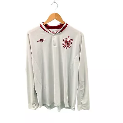 England 2012 / 2013 Long Sleeve Home Football Shirt Size Men’s 2XL / 48 - White • £14.99