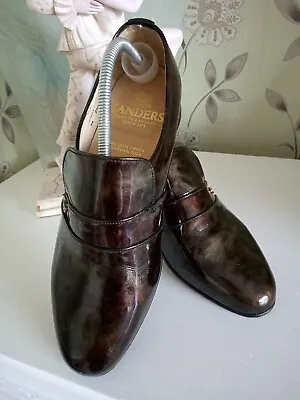 £30 • Buy MENS SANDERS  Andy BROWN PATENT  LEATHER SHOES SIZE 8.5