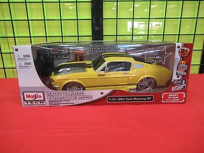 NEW Maisto Tech Yellow 1967 Ford Mustang GT 1:12 Diecast Radio Control RC Car • $199.99