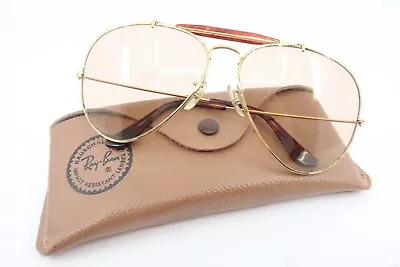 Vintage B&L Ray Ban Aviator Sunglasses W/case 62-14 130mm Etched BL USA • $18.68